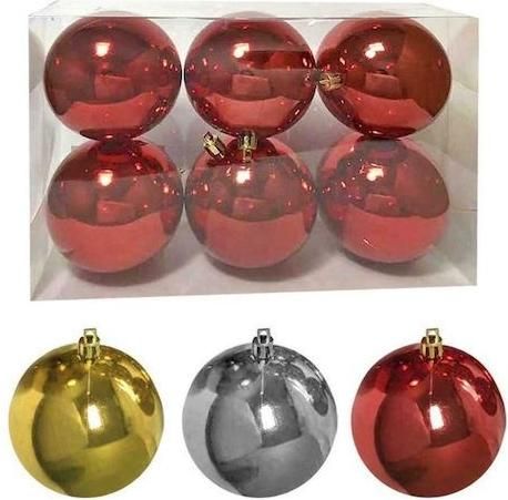 Χριστουγεννιάτικη Μπάλα XMASfest Πλαστικό 8cm Σετ 6τμχ Τυχαία Επιλογή Χρώματος