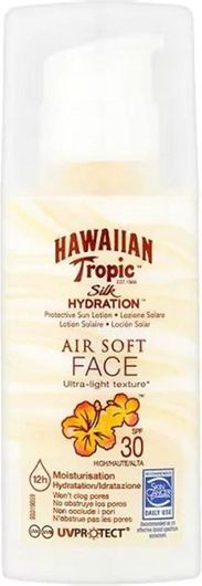 Αντηλιακό Λοσιόν Προσώπου Hawaiian Tropic Air Soft Αδιάβροχη SPF30 50ml