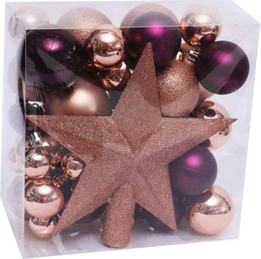 Χριστουγεννιάτικη Μπάλα Artezan 3-8cm με Κορυφη Σετ 52τμχ Πολύχρωμο
