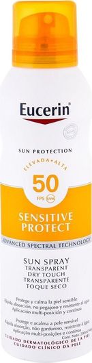 Eucerin Sun Transparent Dry Touch Sensitive Protect Αντηλιακή Λοσιόν για το Σώμα SPF50 σε Spray 200ml