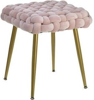 Σκαμπό Σαλονιού Inart Επενδυμένο με Βελούδο 45x45x48cm Ροζ