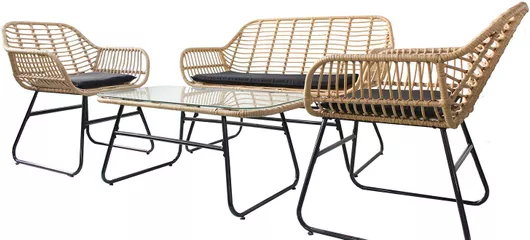 Σετ Σαλόνι Κήπου & Βεράντας ArteLibre Bogota Ρατάν με Μαξιλάρια 4τμχ Μαύρο