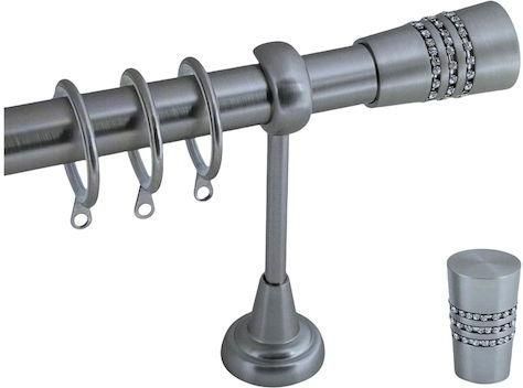 Κουρτινόξυλο Βέργας Frans Α4 / 01 Πτυσσόμενο Μονό Μεταλλικό 25mm / 140-250cm Ασημί Ματ