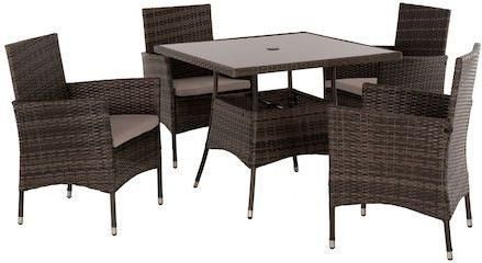 Σετ Τραπεζαρία Κήπου & Βεράντας HomeMarkt Ρατάν 5τμχ 90x90cm Καφέ