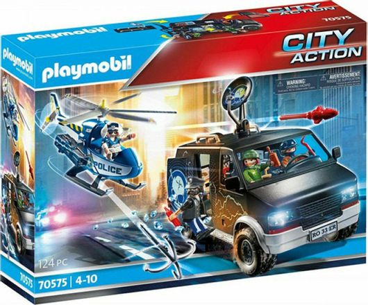 Playmobil City Action Αστυνομικό Ελικόπτερο & Ληστές με Βαν για 4+ Ετών #70575