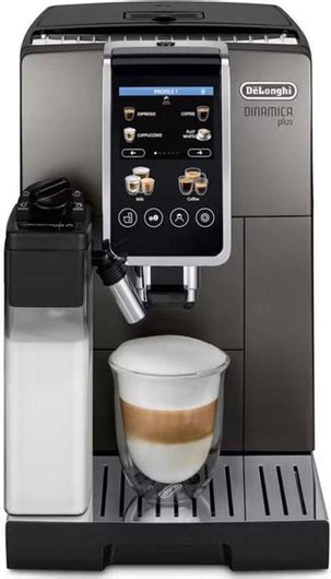 De'Longhi Dinamica Plus Αυτόματη Μηχανή Espresso 1450W Πίεσης 15bar με Μύλο Άλεσης Ασημί