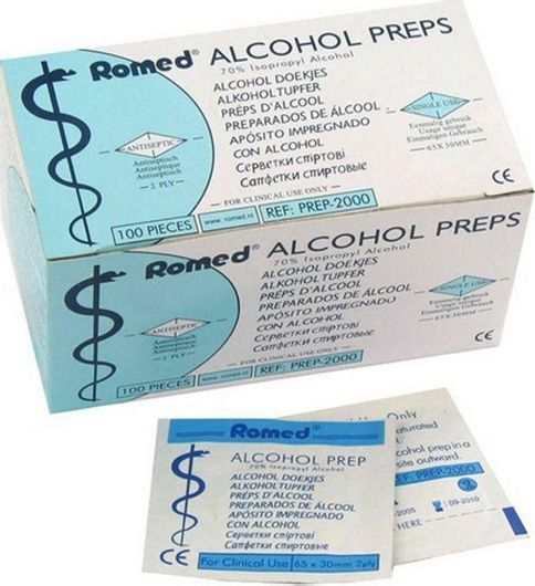 Αντισηπτικά Μαντηλάκια Romed 2ply 70% Alcohol 65x30mm Σετ 100τμχ