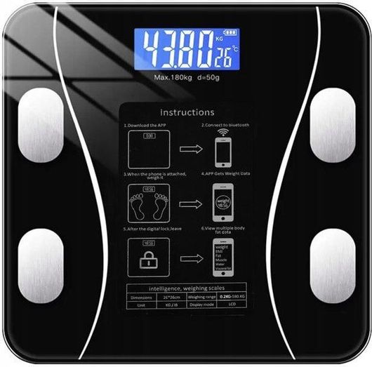 Ζυγαριά Μπάνιου Ruhhy 22525 Smart με Λιπομετρητή & Bluetooth Μαύρο