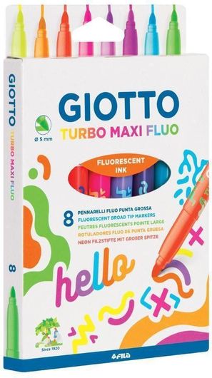 Μαρκαδόροι Ζωγραφικής Giotto Turbo Glitter Fluo Neon Χονδροί 8τα