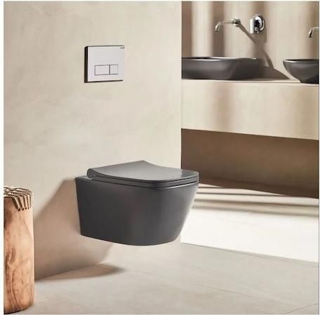 Λεκάνη Κρεμαστή Tema FRE,5610A_FRE,2600A Rimless Slim Soft Close Τύπου Duroplast Γκρι
