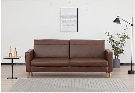 Τριθέσιος Καναπές Κρεβάτι Soho Δερματίνη 201x81cm Καφέ