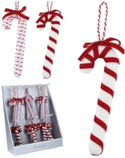 Χριστουγεννιάτικο Στολίδι JK Home Decoration Μπαστούνι Λευκό-Κόκκινο 5.5x16.5cm Τυχαία Επιλογή Σχεδίου