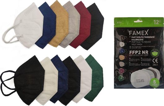 Μάσκες Προστασίας Famex Particle Filtering Half FFP2 NR Mix Ανδρική Σετ 60τμχ Πολύχρωμο