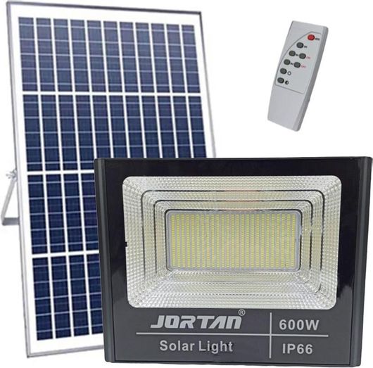 Προβολέας LED Jortan Στεγανός Ηλιακός 600W Ψυχρό Λευκό 6500K με Τηλεχειριστήριο IP66