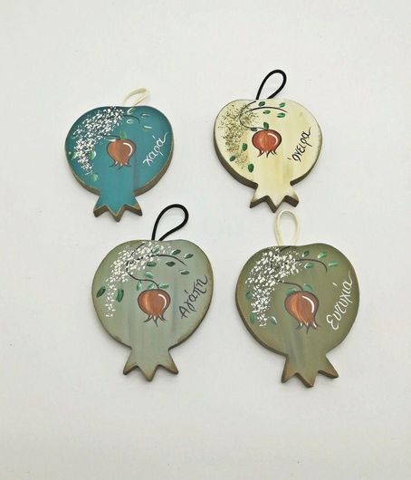 Γούρι Bnart Επιτοίχιο σετ 4 Τεμ Ρόδια Ζωγραφισμένα 8x9cm 105-265