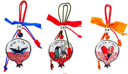 Γούρι Κεραμικό 24 Ρόδι με Σχέδιο Της Ελευθερίας Δανιηλίδη