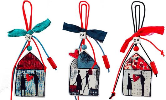 Γούρι Κεραμικό 24 Σπίτι Καρδιά Ζευγάρι Της Ελευθερίας Δανιηλίδη