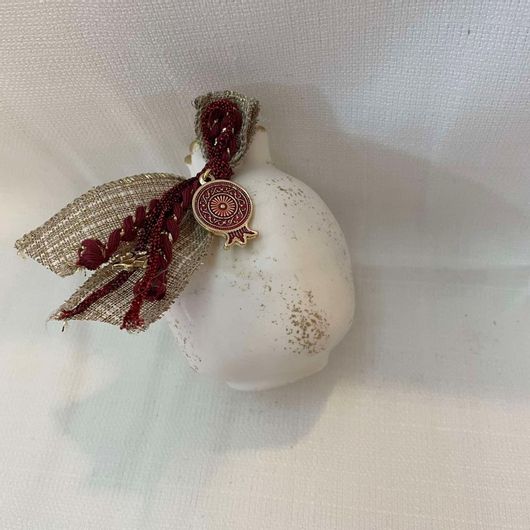 Γούρι Ρόδι Εκρού Κόκκινο Boho 10x10