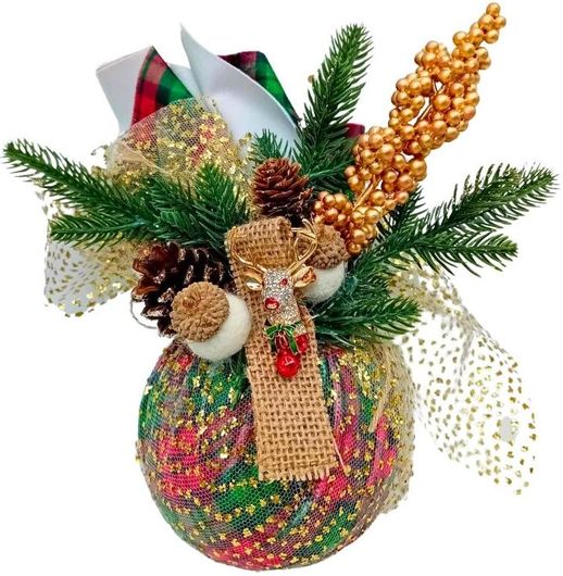 Γούρι Χριστουγεννιάτικο Χειροποίητο με Ασημένιο Τάρανδο