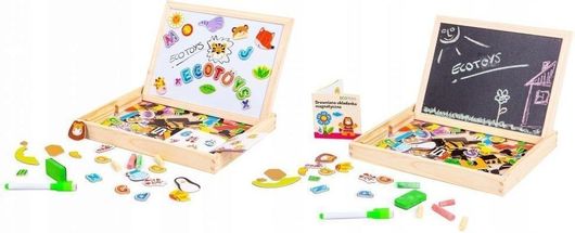 Μαυροπίνακας Ecotoys Μαγνητικός Διπλής Όψης με Μαρκαδόρους & Κιμωλία 30x23x22cm για 3+ Ετών