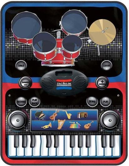 Μουσικό Χαλί Bakaji Αρμόνιο με Ντραμς 2 σε 1 60x90cm για 3+ Ετών
