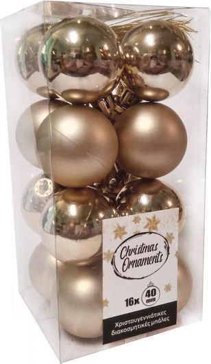 Χριστουγεννιάτικες Μπάλες 16τμχ Ροζ Χρυσό