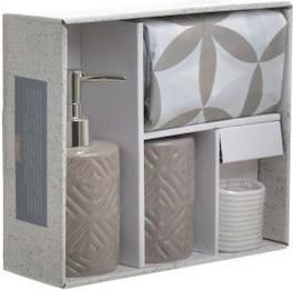 Σετ Αξεσουάρ Μπάνιου αξεσουάρ Κεραμικό 3τμχ Μπεζ