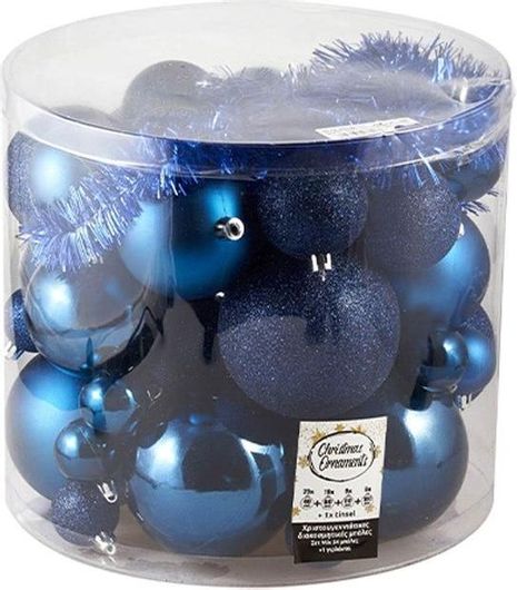 Χριστουγεννιάτικες Μπάλες Μπλε 54τμχ 4 Μεγέθη
