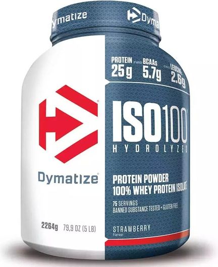 Dymatize ISO 100 Hydrolyzed Πρωτεΐνη Ορού Γάλακτος Χωρίς Γλουτένη με Γεύση Φράουλα 2.264kg