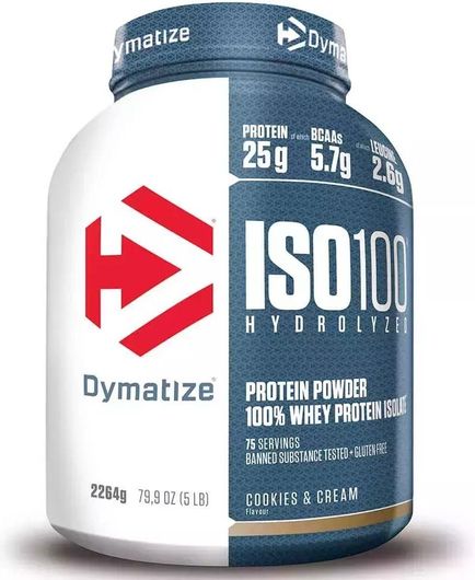 Dymatize ISO 100 Hydrolyzed Πρωτεΐνη Ορού Γάλακτος Χωρίς Γλουτένη με Γεύση Cookies & Cream 2.264kg