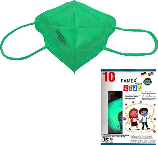 Μάσκα Προστασίας Famex Fagomed Kids FFP2 για Παιδιά Σετ 10τμχ Πράσινο
