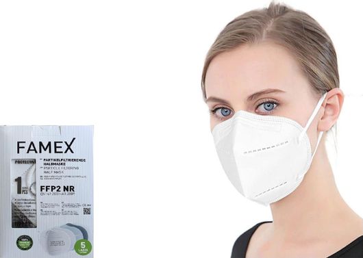 Μάσκα Προστασίας Famex FFP2 Particle Filtering Half NR Σετ 20τμχ Λευκό