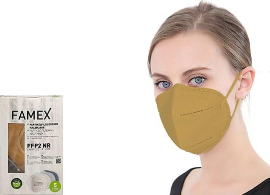 Μάσκα Προστασίας Famex FFP2 Particle Filtering Half NR Σετ 50τμχ Καφέ