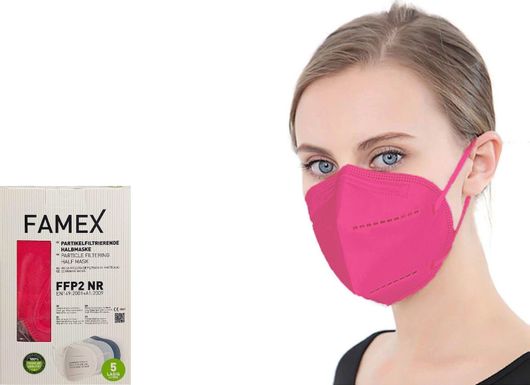 Μάσκα Προστασίας Famex FFP2 Particle Filtering Half NR Dark Pink Σετ 50τμχ Ροζ