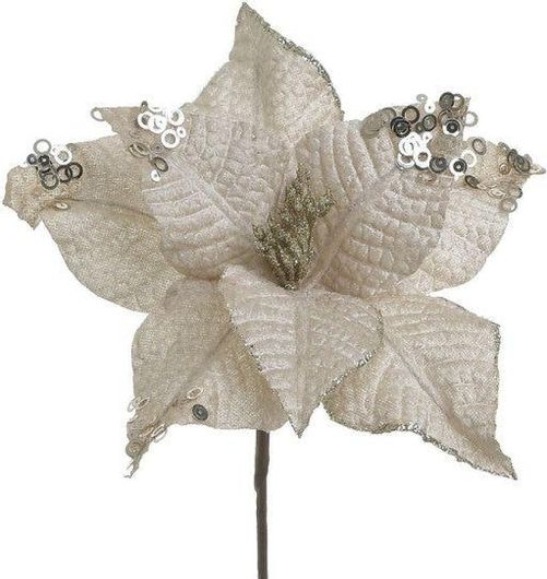 Χριστουγεννιάτικο Κλαδί InArt Λουλούδι Βελούδινο Pl Σαμπάνι Υ55cm