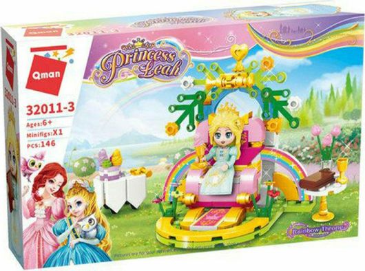 Τουβλάκια Qman Princess Leah Rainbow Throne Σετ 146τμχ για 6+ Ετών