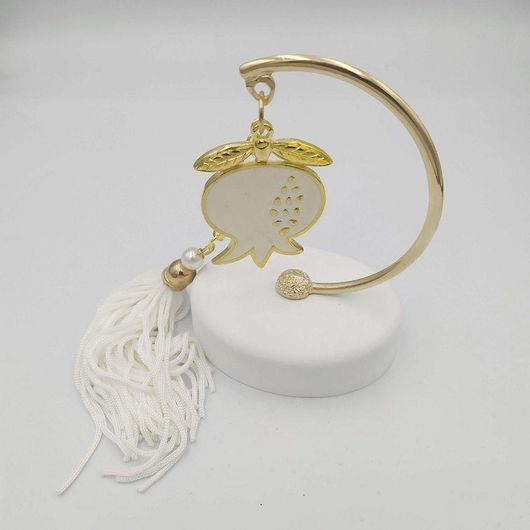 Γούρι Kaloustian Επιτραπέζιο Ροδι Σμάλτο με εκρού Φούντα Γουρ-Ε-Σ31-2