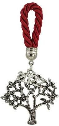 Γούρι Κρεμαστό Κορδόνι Κόκκινο Δέντρο Ασημί Y11cm