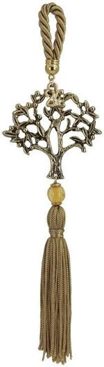 Γούρι Κρεμαστό Κορδόνι Μπεζ Δεντρό Χρυσό Y24cm