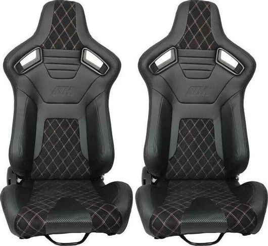 Καθίσματα Αυτοκινήτου Carner Bucket R8 Δερματίνη / Καπιτονέ Σετ 2τμχ Μαύρο