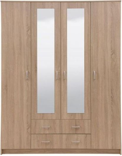 Ντουλάπα Ρούχων Fylliana Hana Τετράφυλλη Ξύλινη 160x52x205cm Sonoma