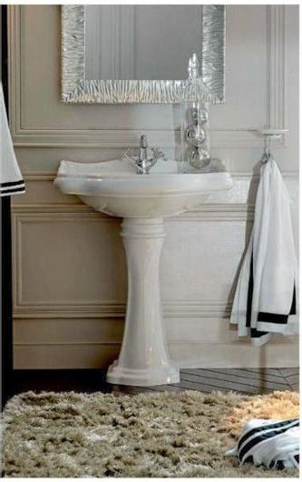 Νιπτήρας Μπάνιου Kerasan 270031_270055 Δαπέδου Επιτοίχιος Ορθογώνιος Πορσελάνης με Κολόνα & Οπή για Μπαταρία 55x46.5x92cm Λευκό