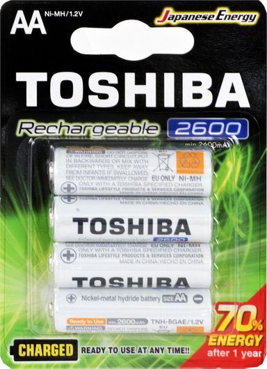 Επαναφορτιζόμενες Μπαταρίες Toshiba AA Ni-MH 2600mAh 1.2V Σετ 4τμχ