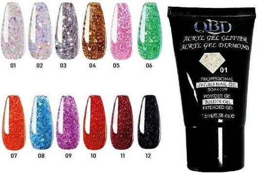 Glitter QBD Acrygel UV / LED 15ml Diamond 11