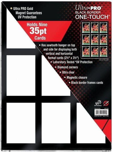 Card Sleeves Ultra Pro 9-Card Black Border UV One-Touch Magnetic Holder 35pt