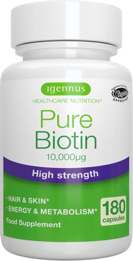 iGennus Pure Biotin Βιταμίνη για τα Μαλλιά, τo Δέρμα & τα Νύχια 10000mg Pure 180 ταμπλέτες 180 κάψουλες