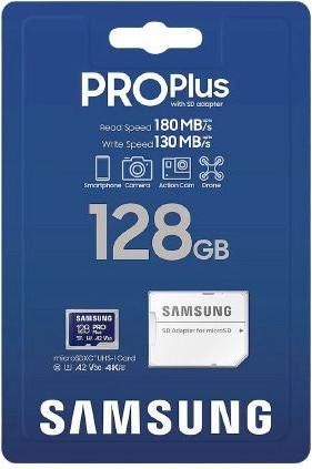Samsung Pro Plus 2023microSDXC 128GB U3 V30 A2 UHS-I με αντάπτορα
