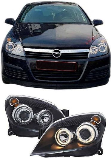 Φανάρια Μπροστινά Αυτοκινήτου Depo Angel Eyes για Opel Astra H 2004-2009 Σετ 2τμχ