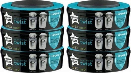 Tommee Tippee Ανταλλακτικές Σακούλες Κάδων για Πάνες Twist and Click 6τμχ