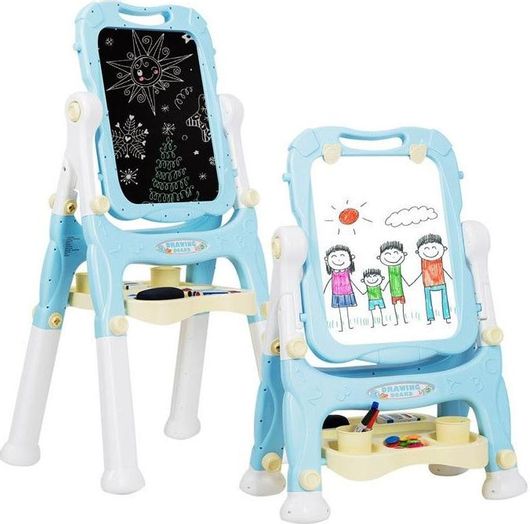 Πίνακας Costway Μαγνητικός / Μαυροπίνακας Διπλής Όψης Μπλε για 3+ Ετών